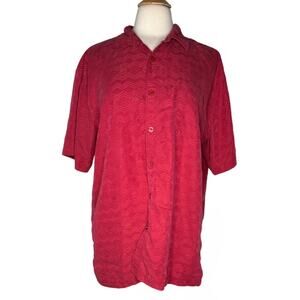 Harley-Davidson Red Casual Button Down Shirt with Textured Design Motorcycle
